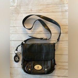 FOSSIL Black Leather Shoulder Crossbody Purse